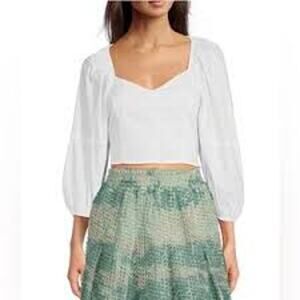 BURU MSRP $118  XS/S CROPPED PUFF SLEEVE TOPS WHITE MSRP $118